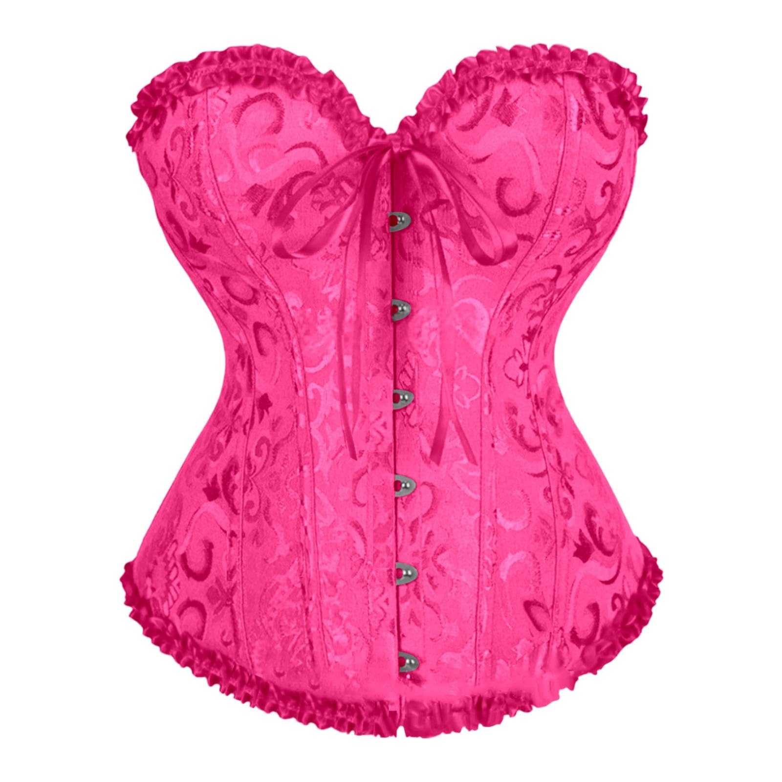 PAIDAXING Women's Gothic Lace Overbust Corset Top - Boned Plus Size Bustier, Lace Up Bodysuit | Vintage Lingerie Shapewear for Halloween Costume