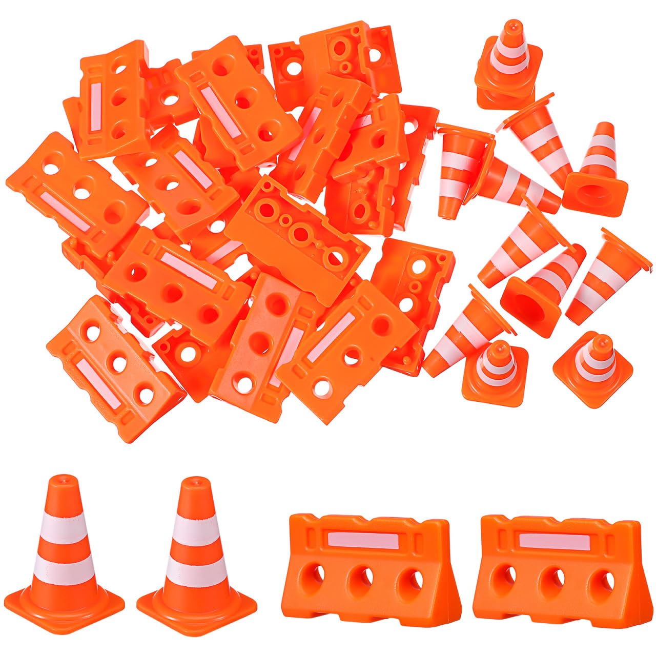 NUOBESTY Mini Traffic Cones, 24pcs Kids Traffic Signs Mini Fence Miniature Training Roadblock Cones Toy Early Educational Toys for Construction, Micro Landscape Decor