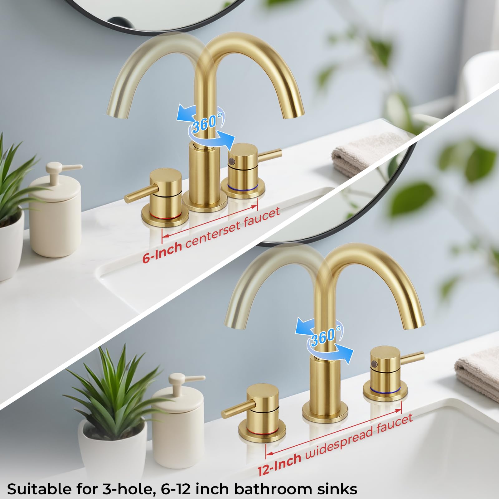 Brushed Gold 2-Handle Bathroom Faucet - FREE SHIPPING -4