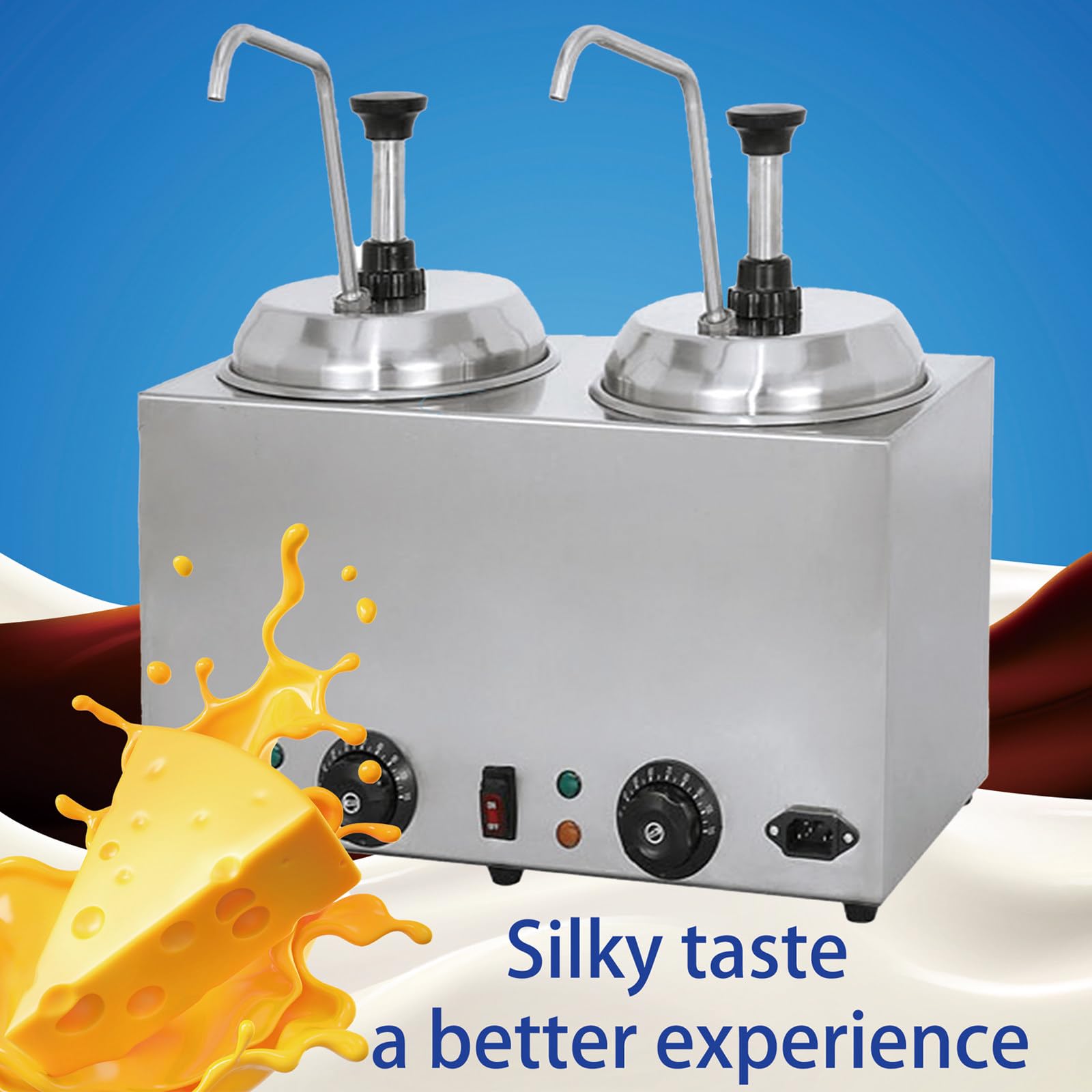 2 x 2L Salsa di Formaggio elettrica con 2 Pompe, 30-110℃ erogatore di Salsa al Cioccolato Calda 1600W erogatore di Formaggio per marmellata