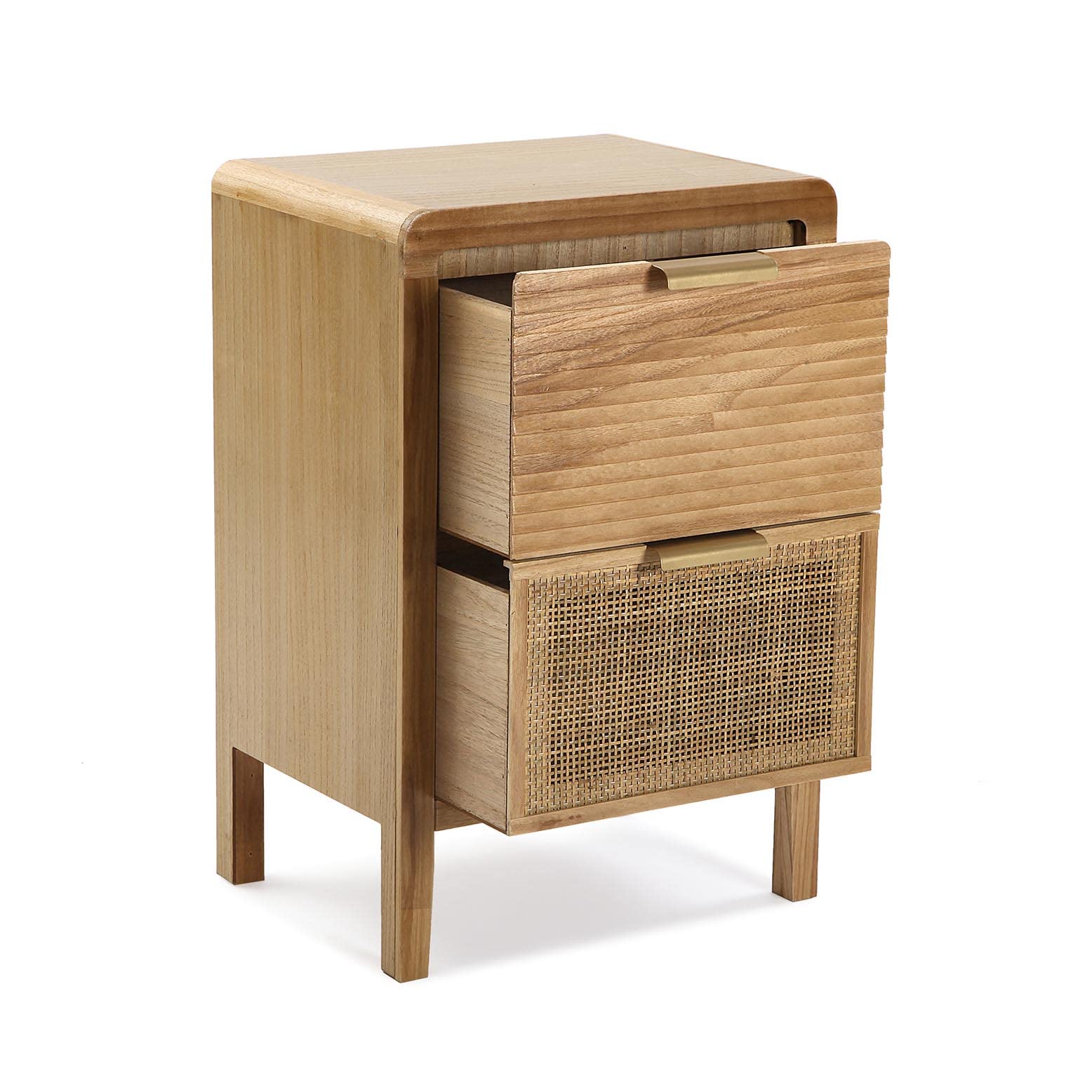 Versa Table de Chevet en rotin de Style provençal, Dimensions (H x L x l) 60 x 30 x 40 cm, Bois MDF, Bois Marron