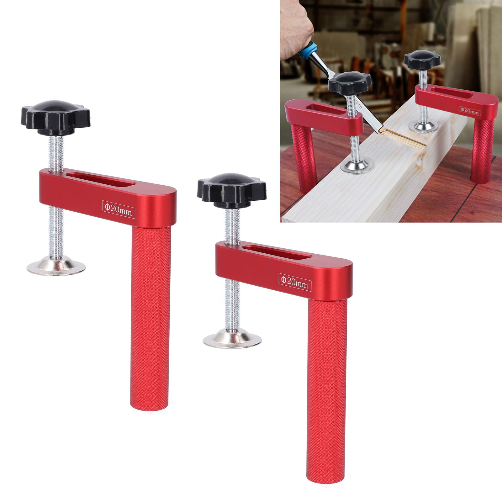 Morsetti Per Banco Da Lavoro 2 Pezzi 20mm - Per Lavorazione Legno, Pressione 600lb, Lega Alluminio - Foto 7