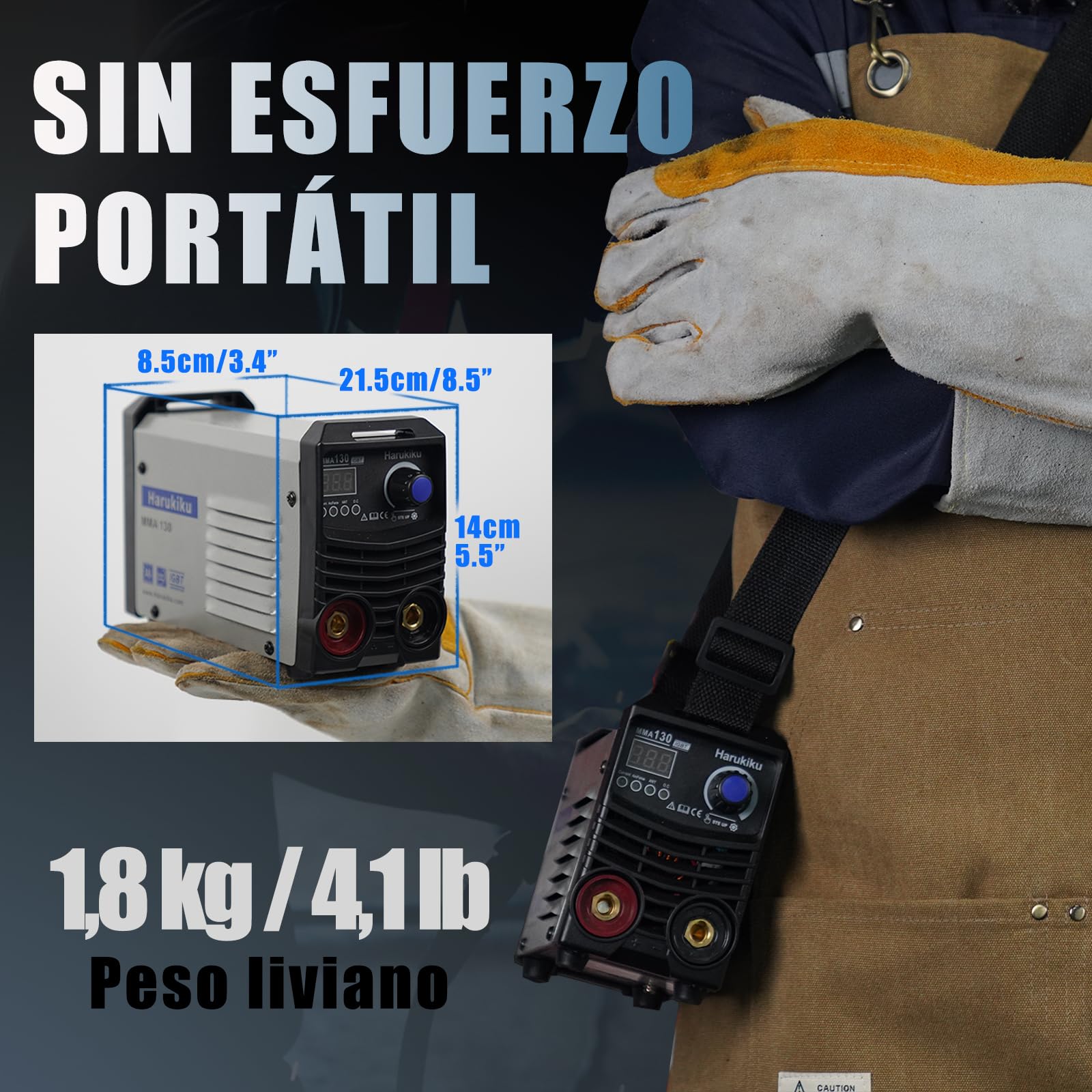 MMA130 Mini Soldador Inverter 130A Digital, Maquina de Soldar a Electrodo Portátil y Compacta con Función Anti-Stick, Cables 3+2m, 21,5 x 14 x 8,5 cm, para Aficionados y DIY
