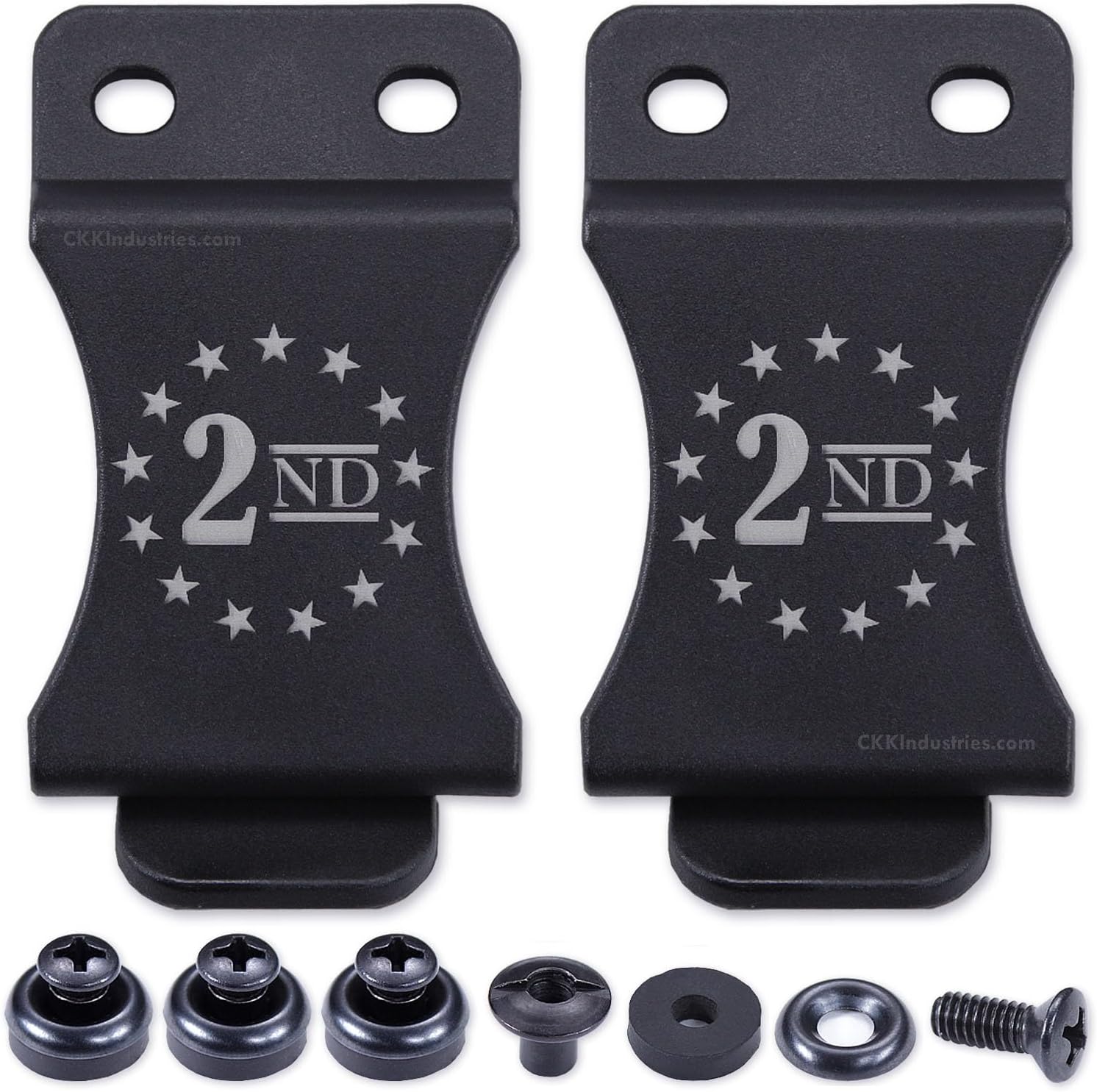 Holstex KYDEX Belt Clip with (2nd Amendment) Engravings – (FOMI Design) - (Fits 1.50-1.75in Belts) - (Inside-The-Waistband/IWB) - (USA Made) – Item Carry Clips, Taser Mounts