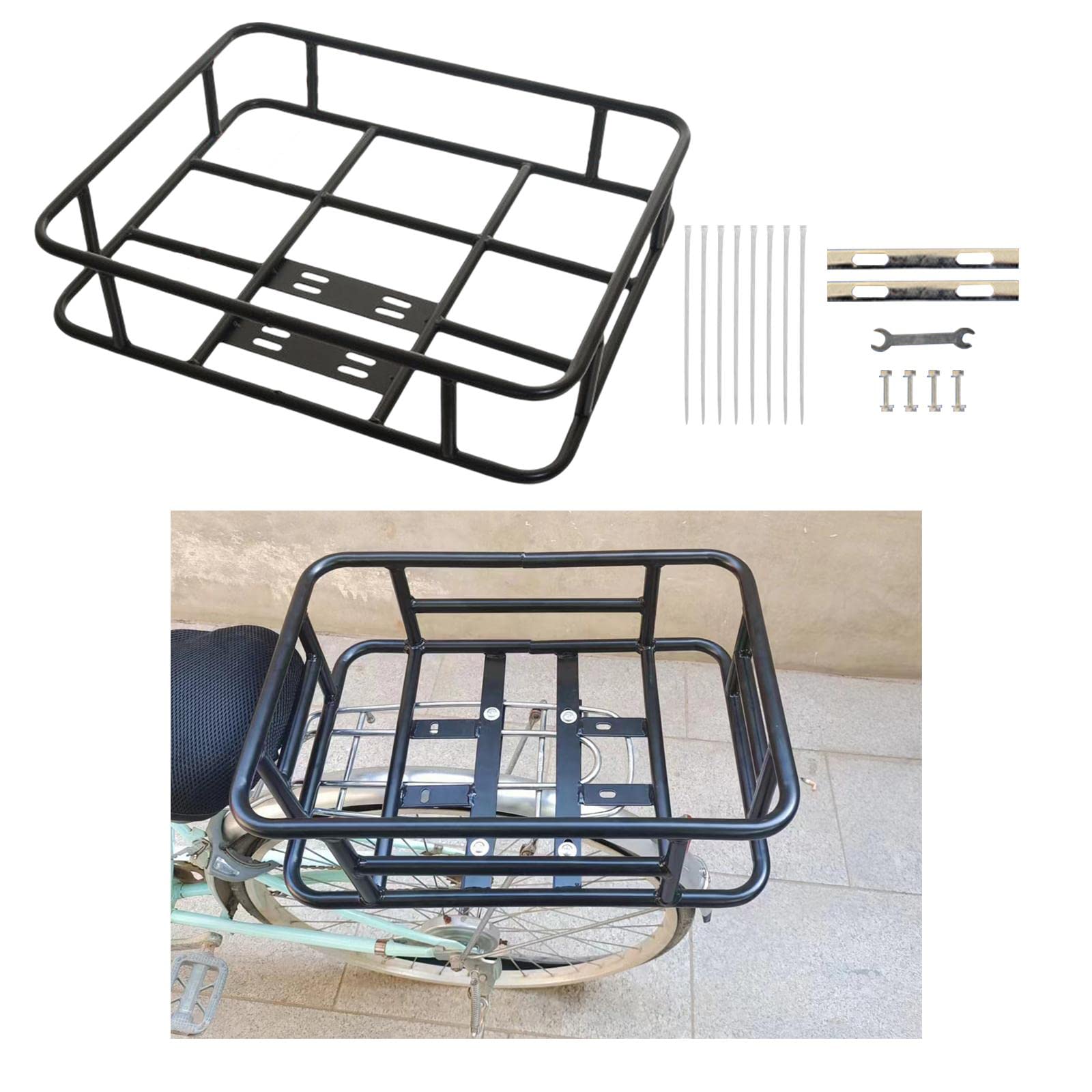 Cestino Bicicletta Cestino Anteriore Posteriore Rete Ferro Rimovibile Accessori Porta Libri Portaoggetti Porta Cani Gatti Bambini Adulti Resistente Ad