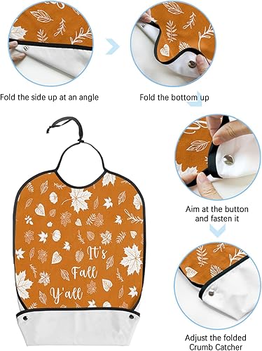 Miniatura 6 de Thanksgiving Adult Bibs for Elder Women Men Eating, Waterproof & Washable Bibs for Eating Clothing Protector Dining Bibs for Crumb Catcher It's Fall