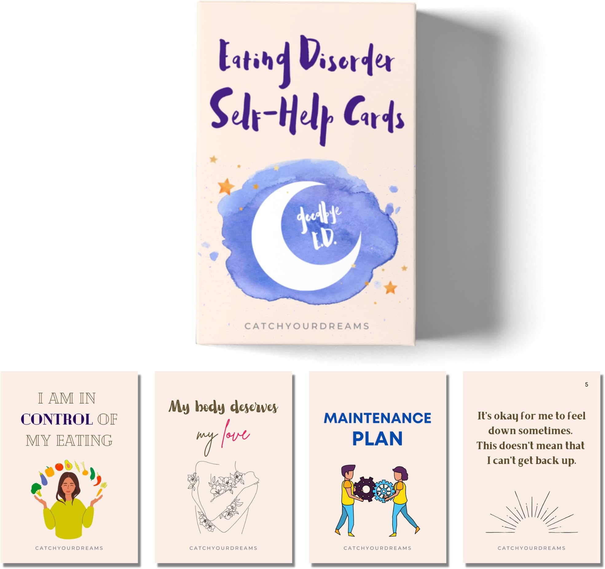 Eating Disorder Self Help Cards - Say Goodbye to ED - CBT Based Motivational Cards to Change Your Relationship With Food - Eating Disorder Gifts
