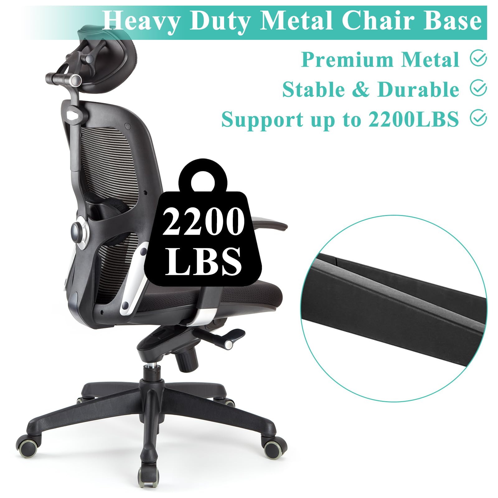 YOUNTHYE Base de repuesto para silla de oficina, 70 cm, base de repuesto resistente para silla de oficina con 5 ruedas universales, carga estática de 2200 libras