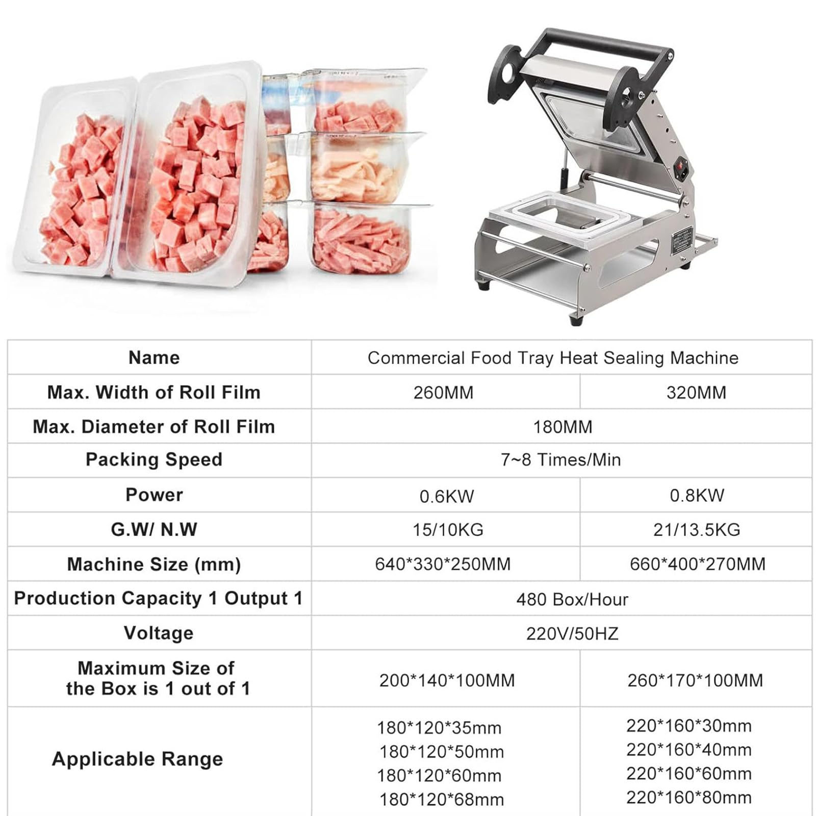 Máquina selladora de alimentos a presión manual, embalaje semiautomático, ideal para sellar cajas y bandejas de carne para llevar