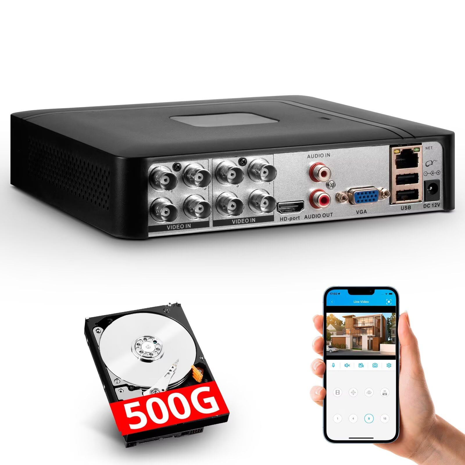 Amazon.com : 8 Channel Security DVR Recorder with 500G HDD, 8CH