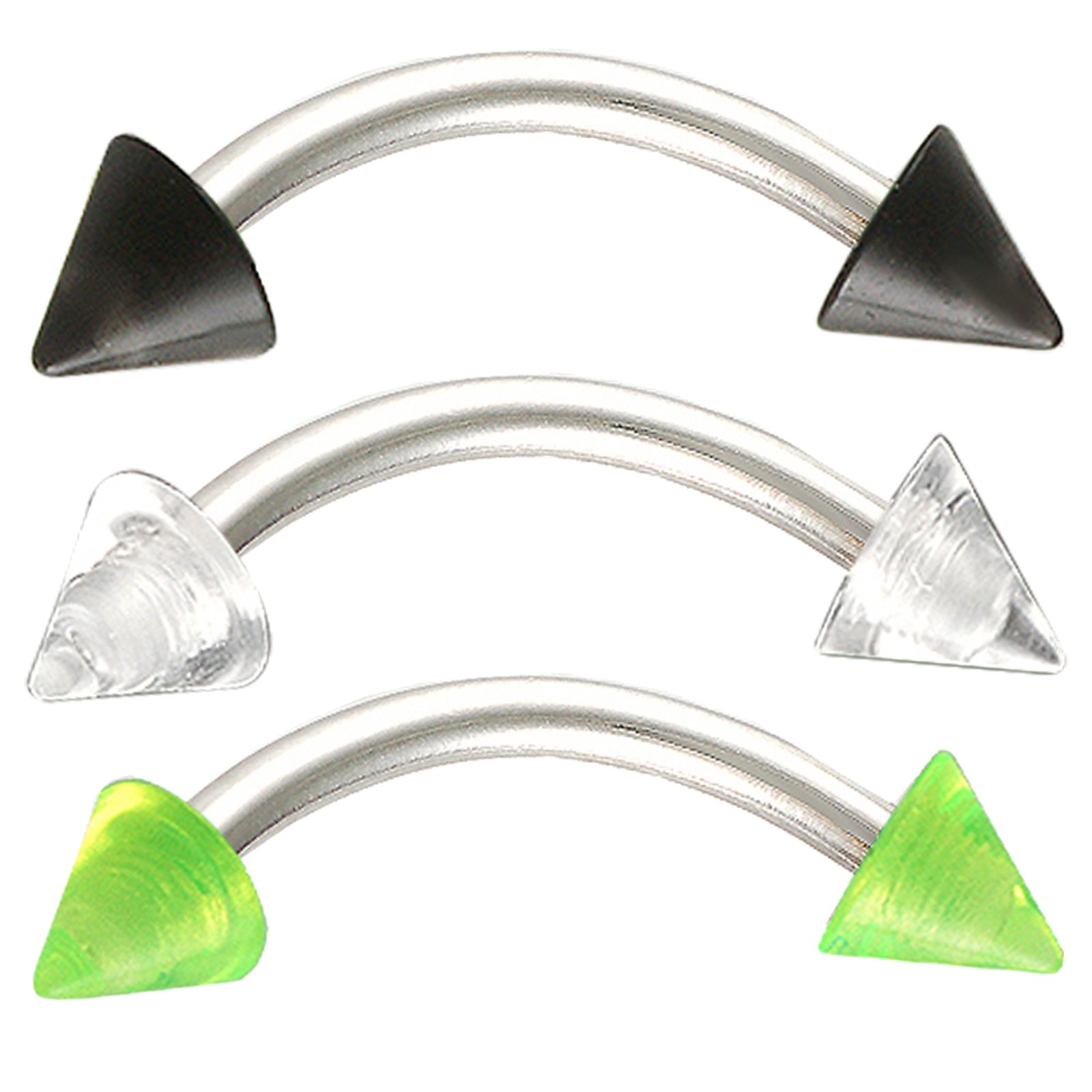 3Pcs 16g 16 gauge 1.2mm 3/8 10mm steel eyebrow lip piercing curved barbell tragus rings jewellery HAOE