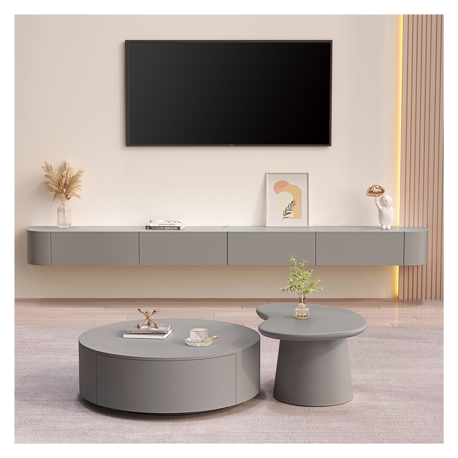 Meuble TV moderne flottant pour gagner de la place au sol et ranger vos équipements