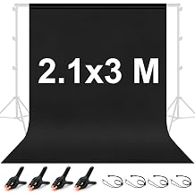BENOISON Black Backdrop - 2.1x3M / 7 x 10 FT Photography Background for Photo Video Studio with Backdrop Clips & Clamps
