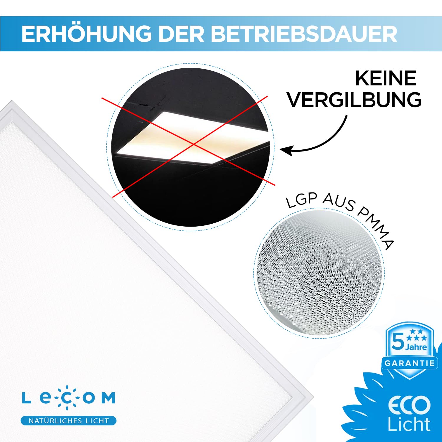 LECOM LED Rasterleuchte Neutralweiß UGR19 CRI90 3960lm Büro Arbeitsplatzleuchte