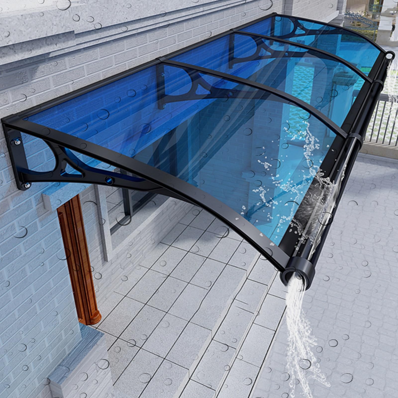 GJMSSMY Modern Outdoor Door Canopy with Sink Support, Aluminum Awning, UV Protection, Rain & Snow Shield, Durable Polycarbonate Roof, Noise Reduction, Stylish Exterior Cover.
