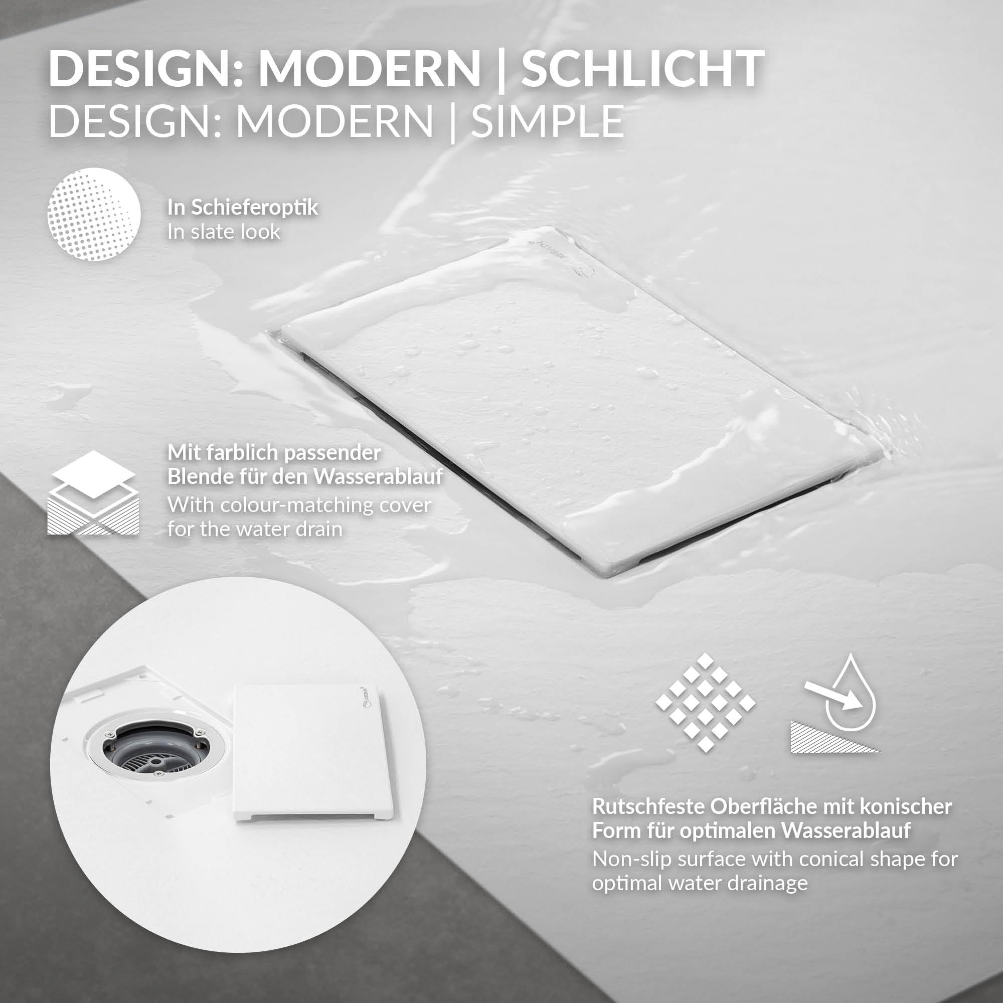 LuxeBath brodzik prysznicowy 90x70 cm bialy z odplywem SMC ekstra plaski i solidny prostokatny brodzik prysznicowy antyposlizgowy w stylu lupkowym designerski syfon latwy montaz do lazienki