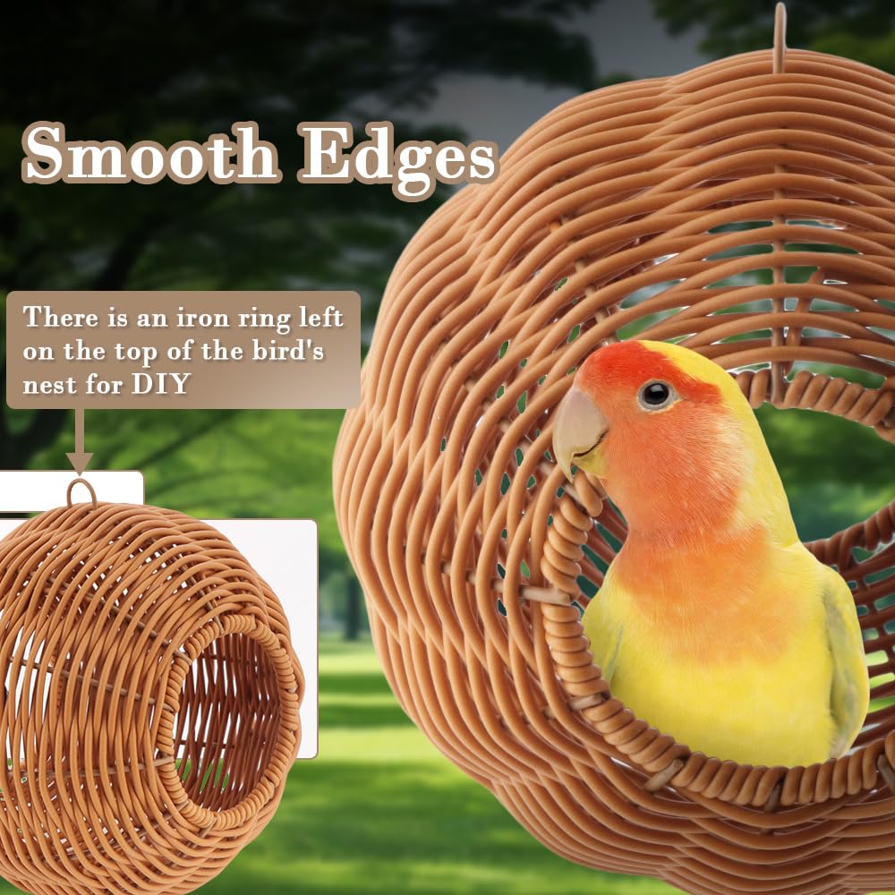 VTurboWay Rattan Vogelnest Kaufest Nest Haus Papagei Eier Lege- und Brutnest für Vogel Papagei Nymphensittich Wellensittich Finken Kanarienvogel (Doppeleingang)