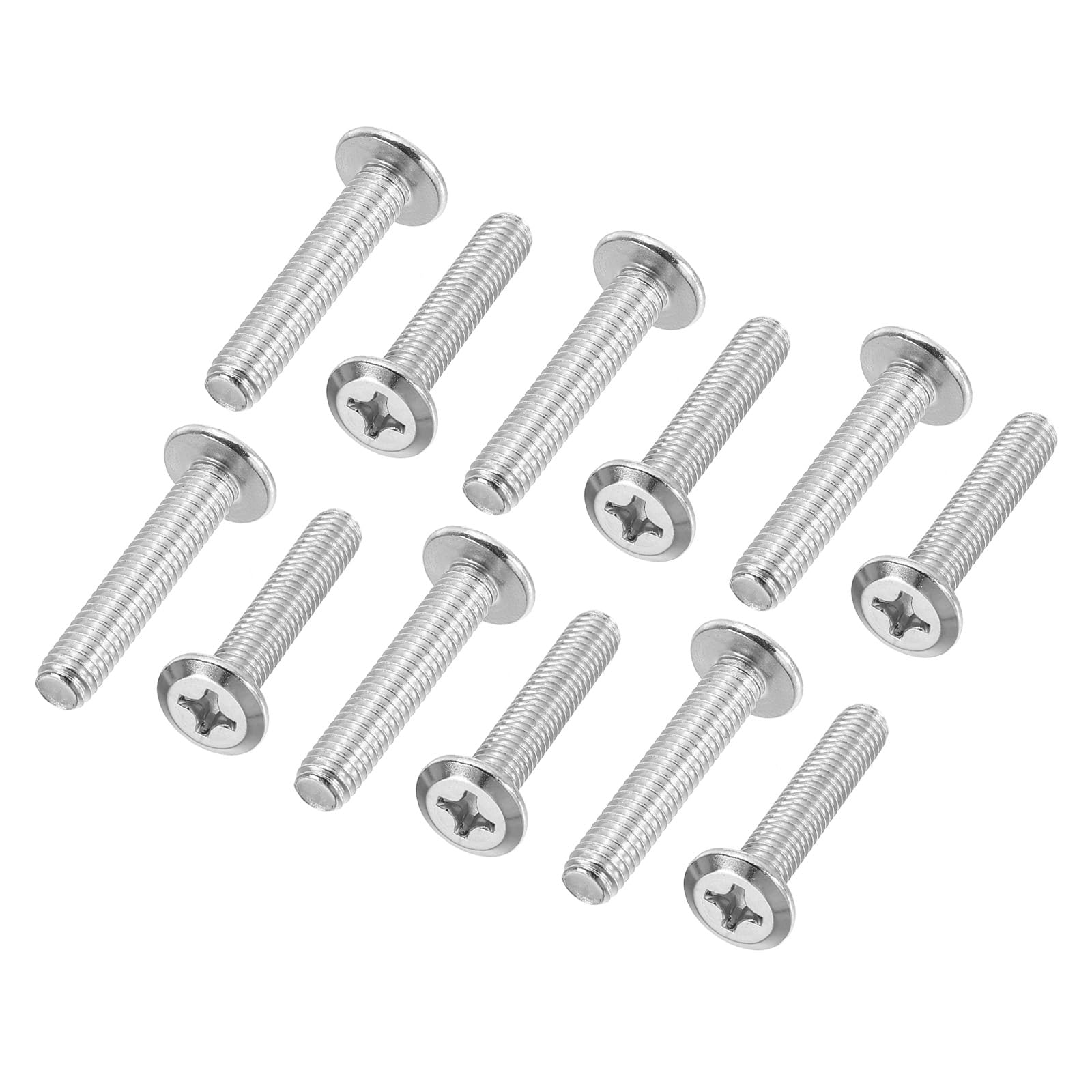 PATIKIL Flat Round Head Phillips Screws, 16 Pack M6-1 x 30mm Binding Screws 304 Stainless Steel 18-8 Full Thread