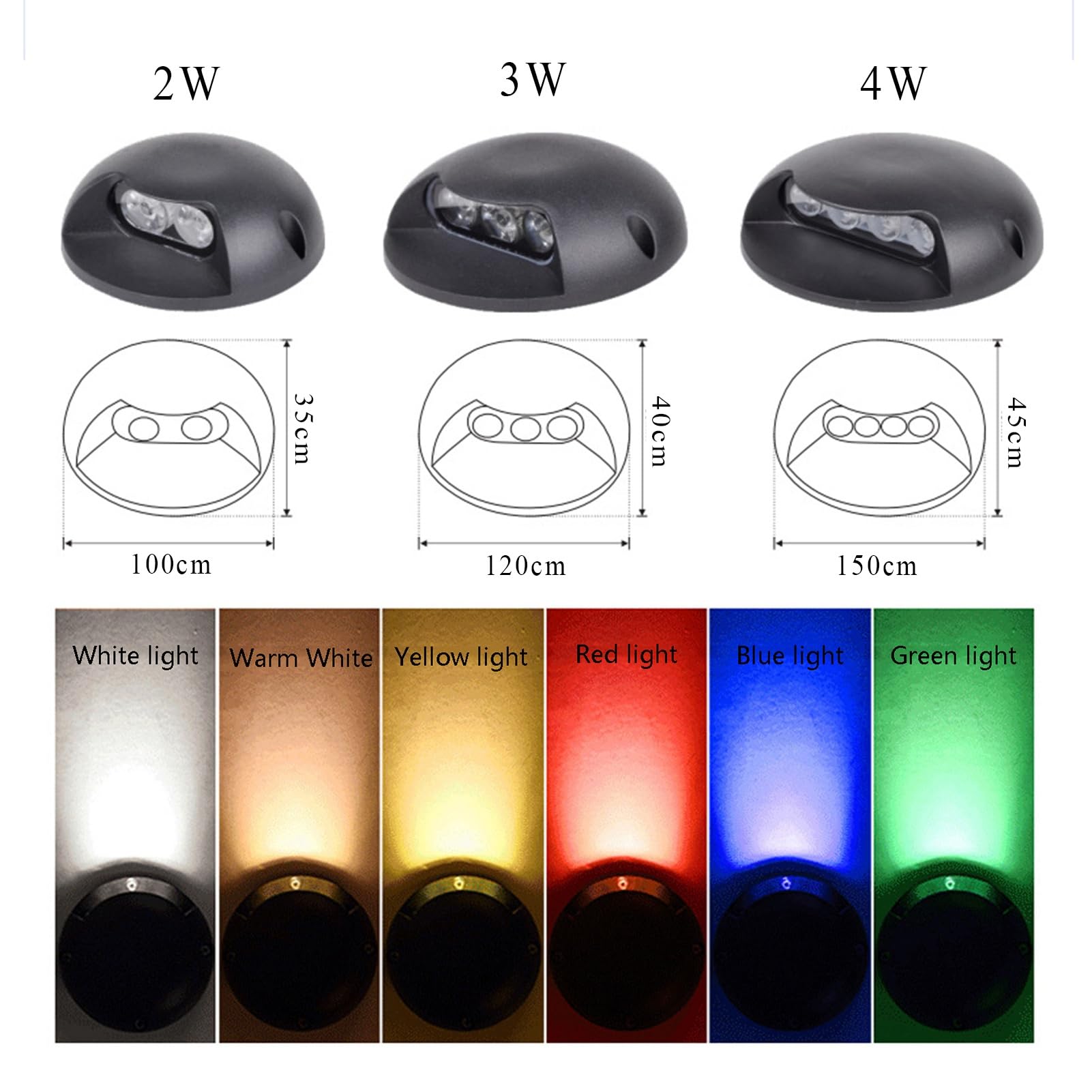 Luci A LED per Gradini, 1 Luce Laterale, Luce per Terrazza, Ip66 Impermeabile, Bassa Tensione AC/Dc 12/24V, Luci Sotterranee per Vialetto, Terrazza, Recinzione, Port,Blue-4W-AC24V