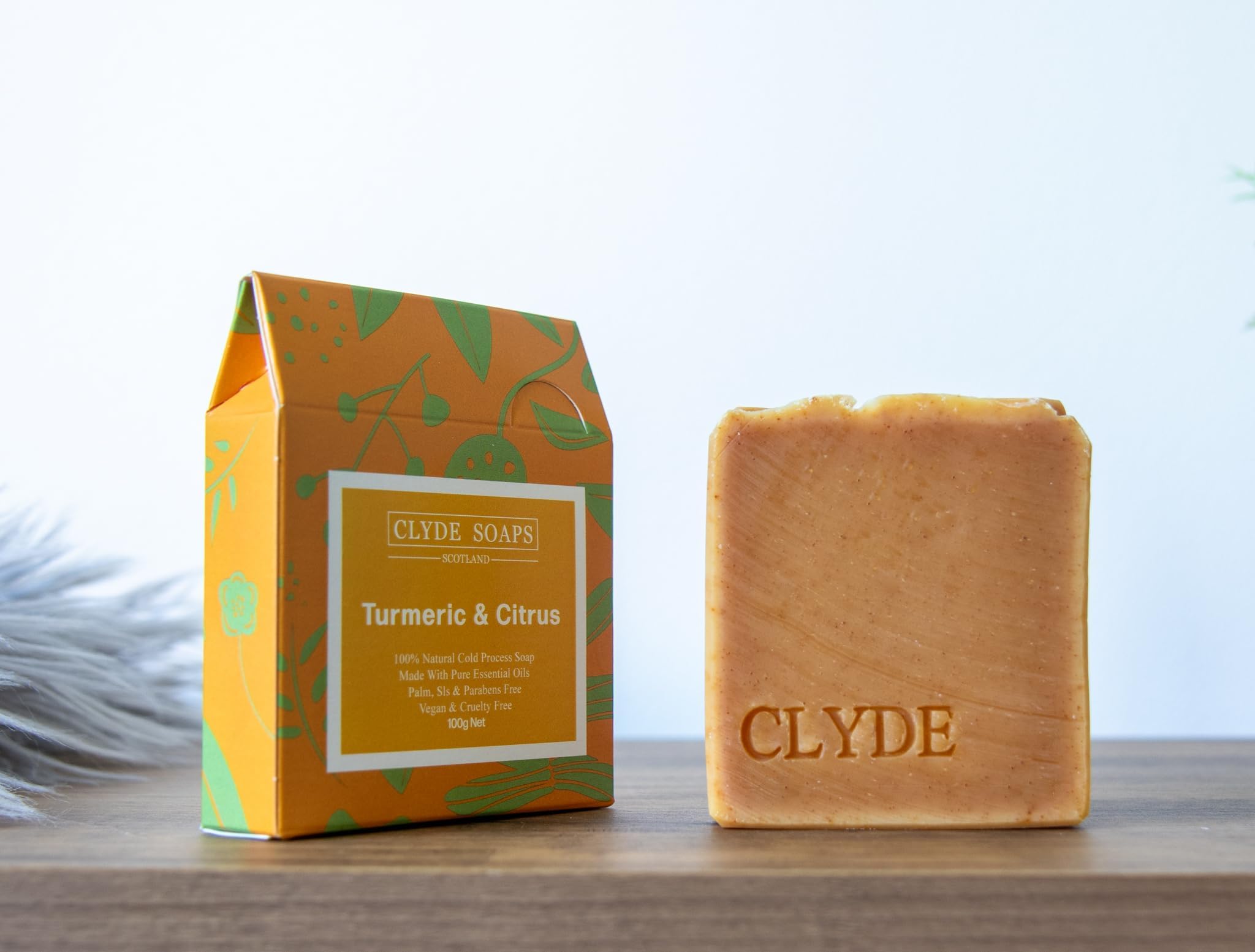 Turmeric & Citrus Soap Clyde Soaps, Cold Process, Palm Oil & Plastic Free, Eco Gift, UK Handmade Vegan, Cruelty Free, Artisan Soap, Best For Men And Women