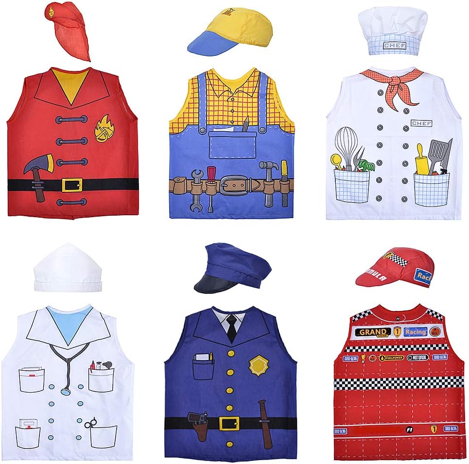 TOPTIE 6 Sets Career Role Play Costume, Occupation Pretend Play