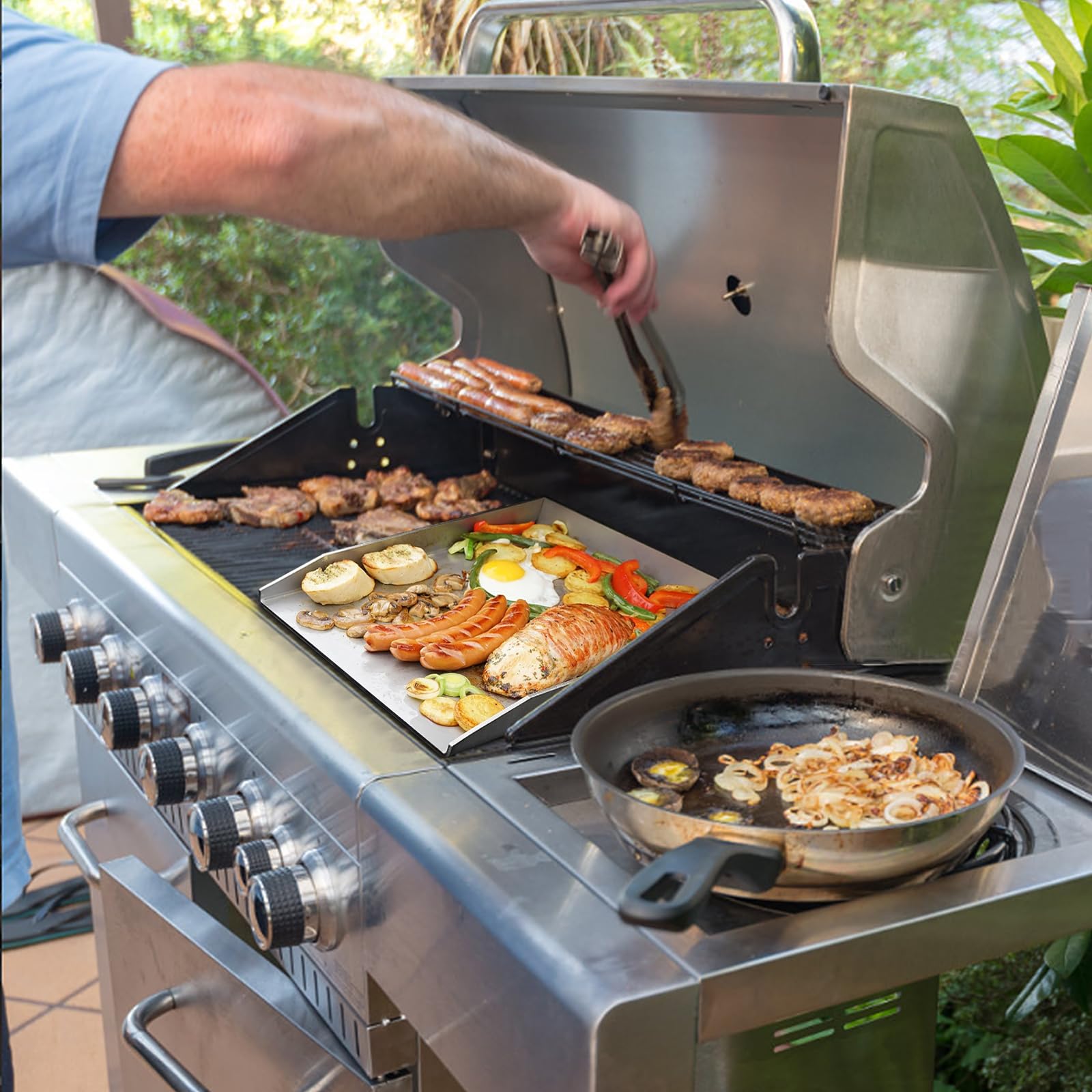 Edelstahl Grillplatte Massiver Universal BBQ Plancha Griddle, Spülmaschinenfest und rostfrei, für Holzkohle Grillwagen, mehr (1.5mm Edelstahl – 36x26cm)