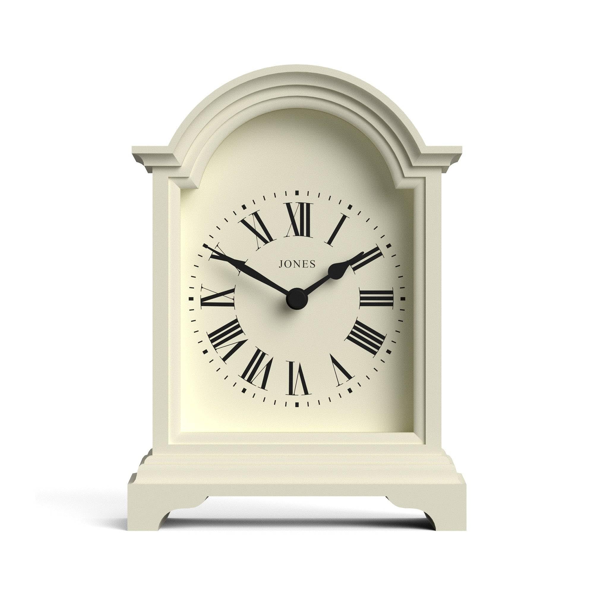 JONES CLOCKS® Bistro mantel clock | Classic arch top design | Pale cream | Contemporary classic style for desk, table, shelf or bedside