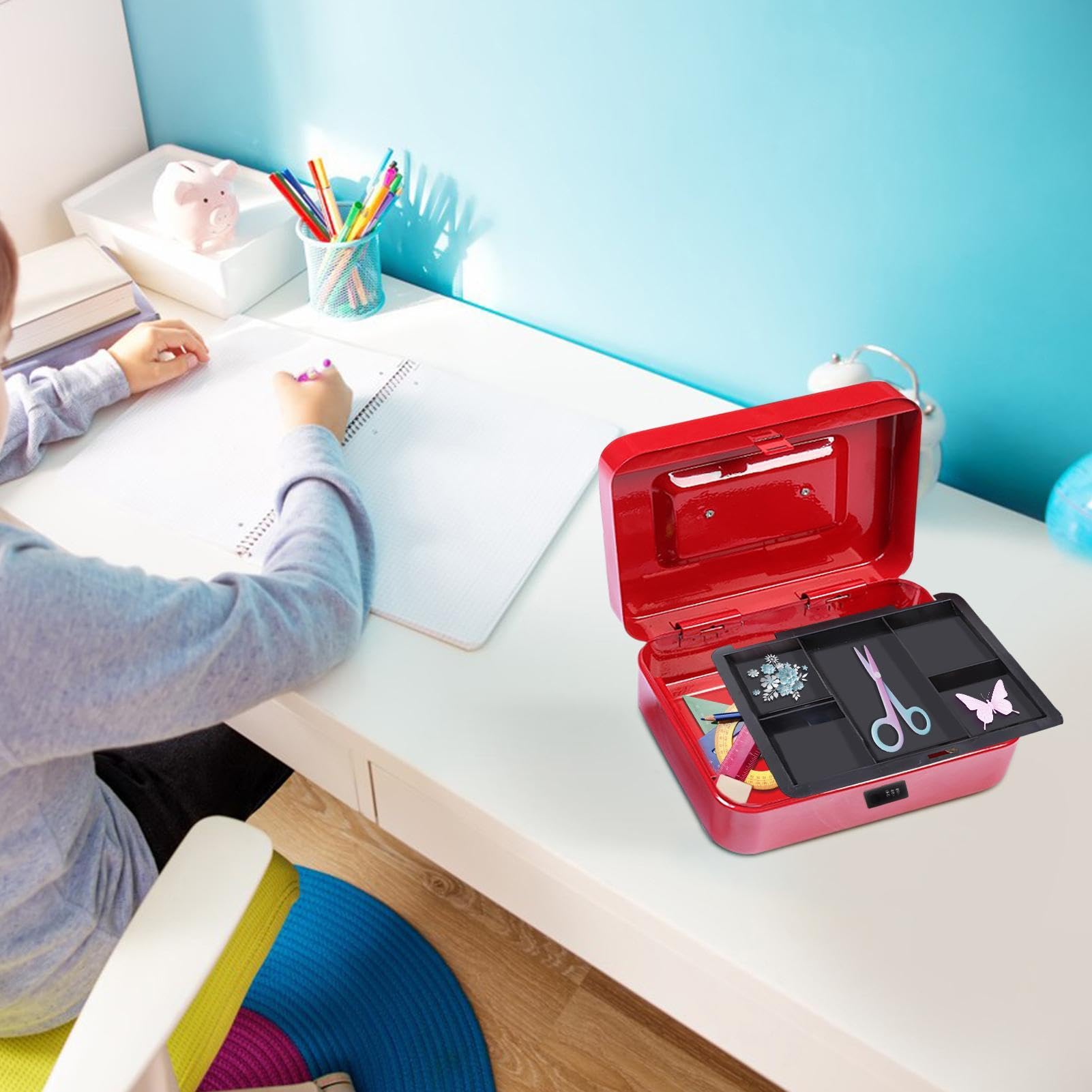 Coffre-fort portable avec code pour billets, cartes, bijoux, clés