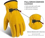 Leather Work Gloves, Reinforced Durable Gardening Gloves,Cowhide Work Gloves,Puncture & Cut Resistant