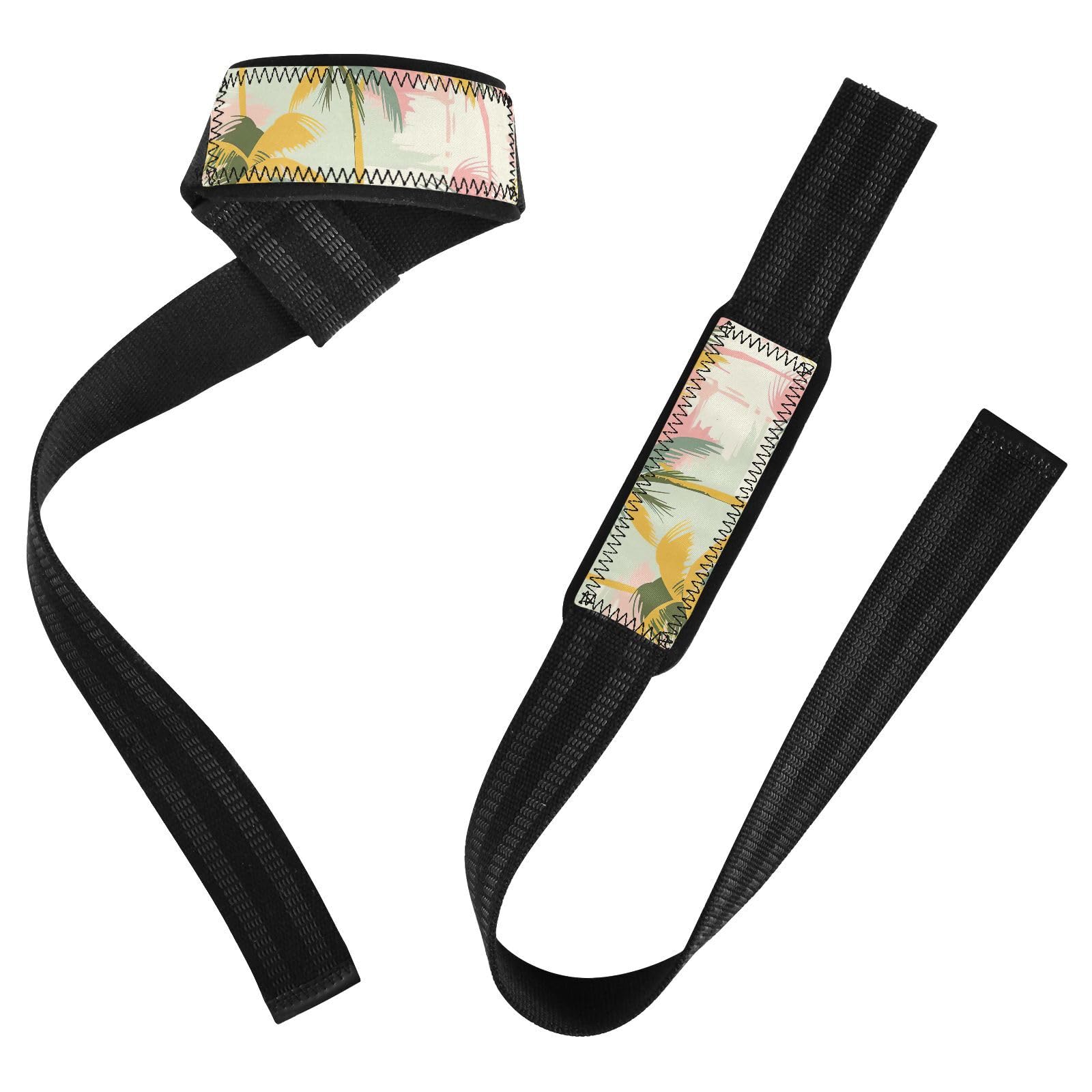 Nander Beautiful Tropical Palm Trees Wrist Straps for Weightlifting,Lifting Straps with Neoprene Cushioned Wrist Padded and Anti-Skid Silicone for Strength Training,Bodybuilding,Deadlifting
