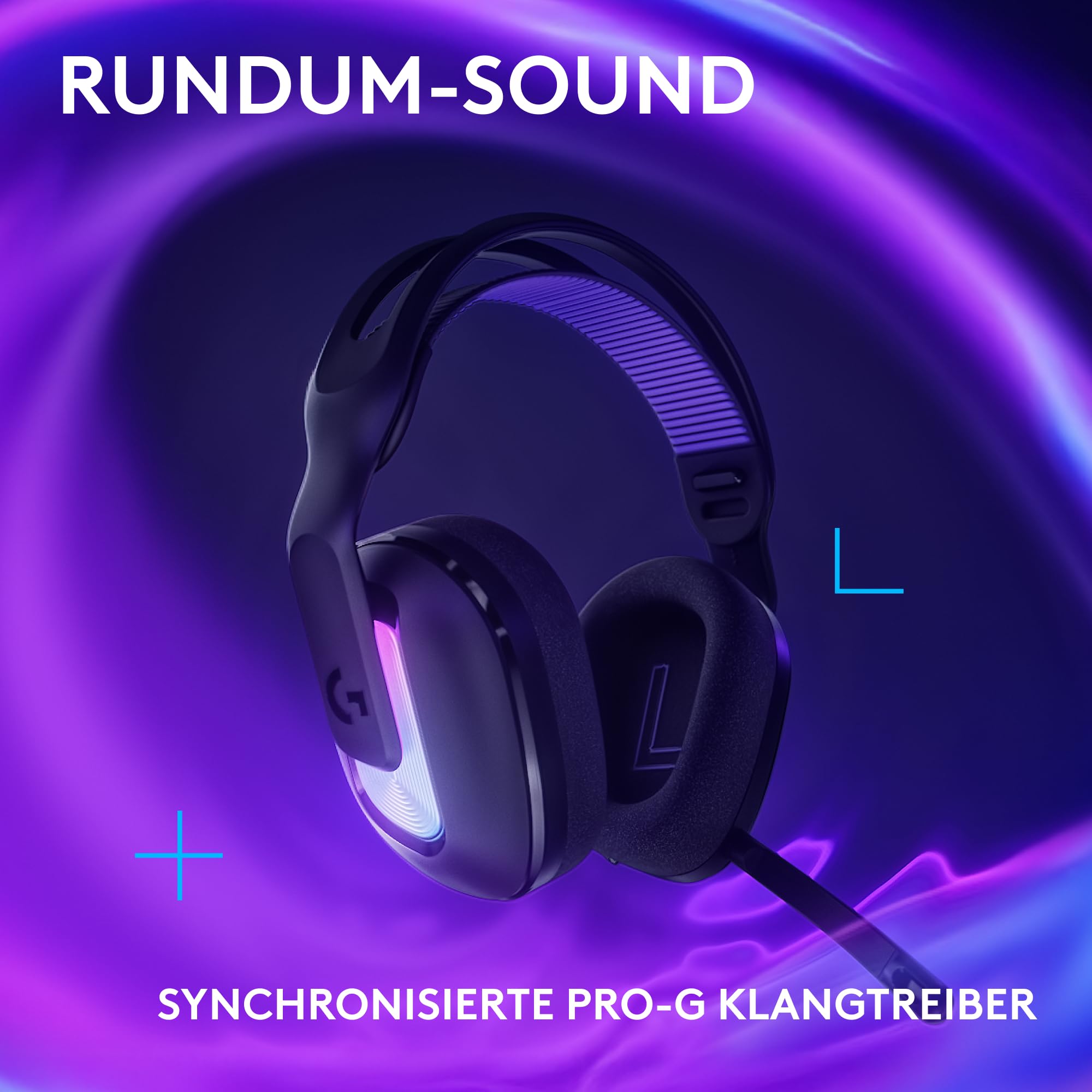 Logitech G G522 LIGHTSPEED, Kabelloses Gaming-Headset, Full-Band-Mikrofon, erweitertes Audio, Tri-Connect (LIGHTSPEED, Bluetooth, USB A auf C), LIGHTSYNC RGB, für PC,Nintendo Switch/Switch 2 – Schwarz