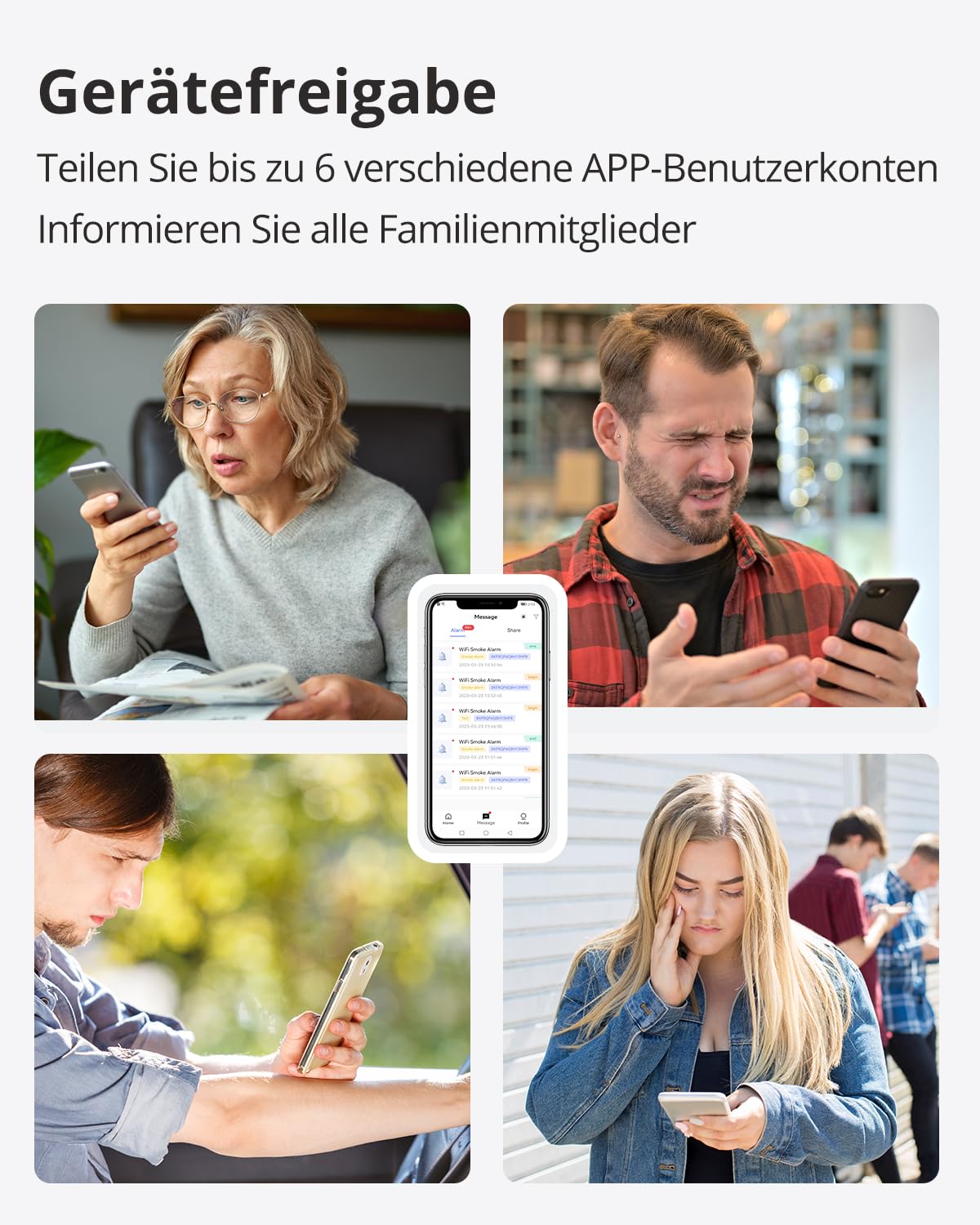 Wisualarm Rauchmelder WLAN, Rauchmelder Smart kompatibel mit Wisualarm App, Feuermelder WiFi TÜV-Zertifiziert nach EN 14604 (WLAN 3 Stück)