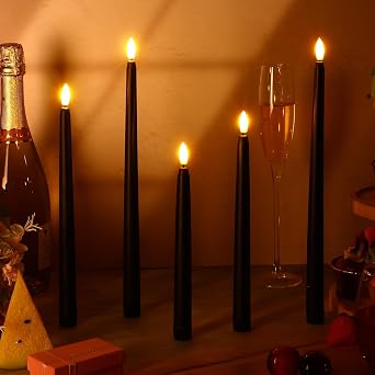 Rossesay 64 Pcs Flameless LED Taper Candle, Flickering Candles,Black