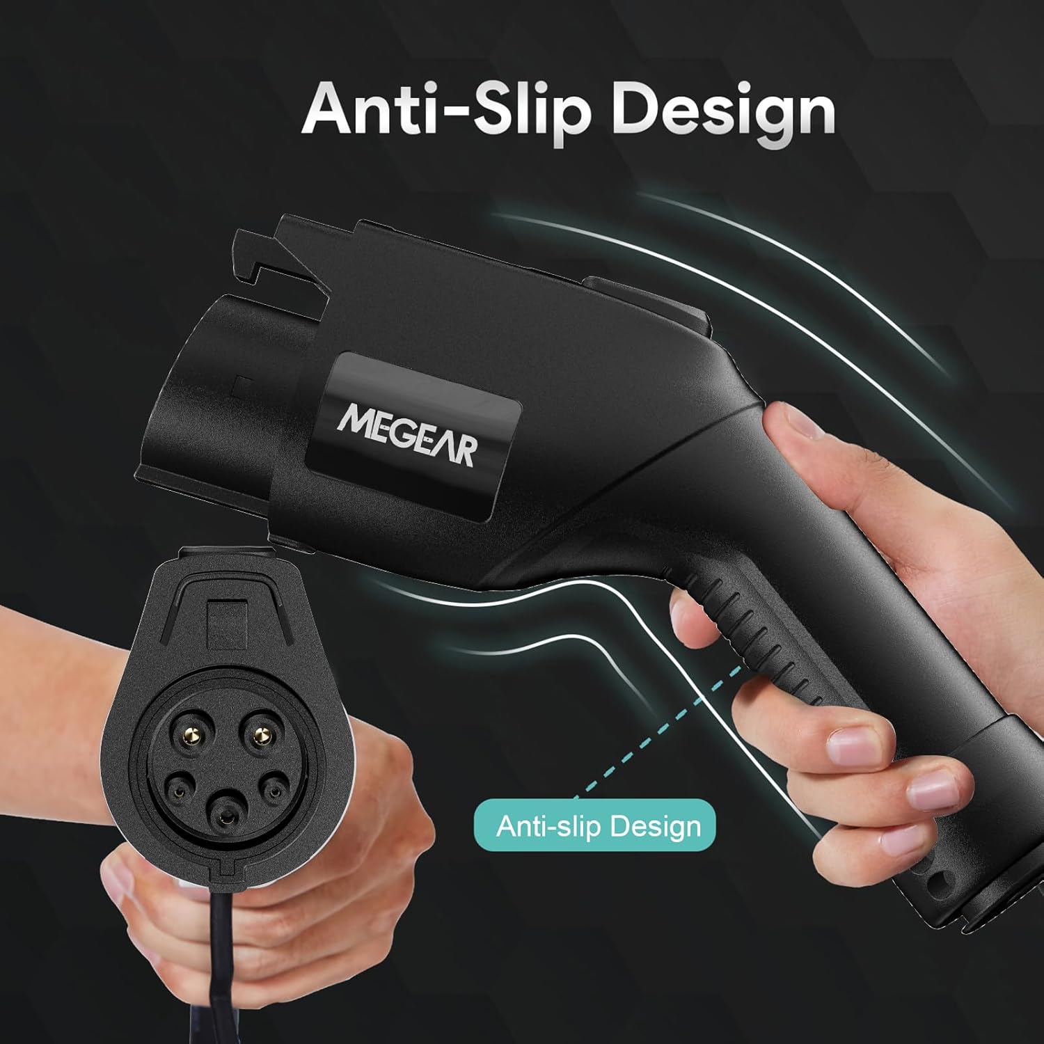 Megear Level 1&Level 2 EV Charger with Five adapters, 16A, 100-240V, 23FT, Portable Electric Vehicle Charger, Fast EV Home Charging Station