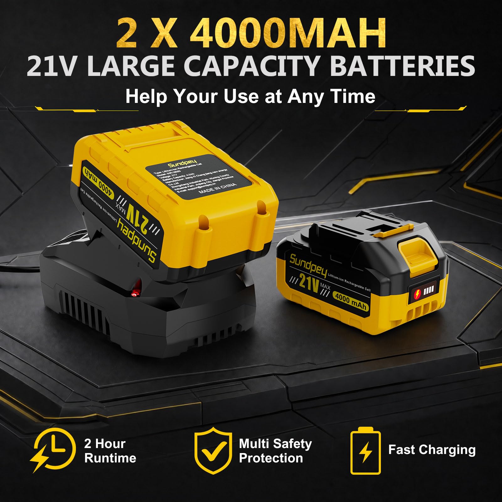 Sundpey Avvitatore a Impulsi a Batteria 700 Nm, 1/2" Brushless Avvitatore ad Impulsi con 2 Batterie 4,0 Ah, 6 Bussoli, Anello LED, 21V Avvitatore a Percussione per Cambio Pneumatici Auto e Bricolage