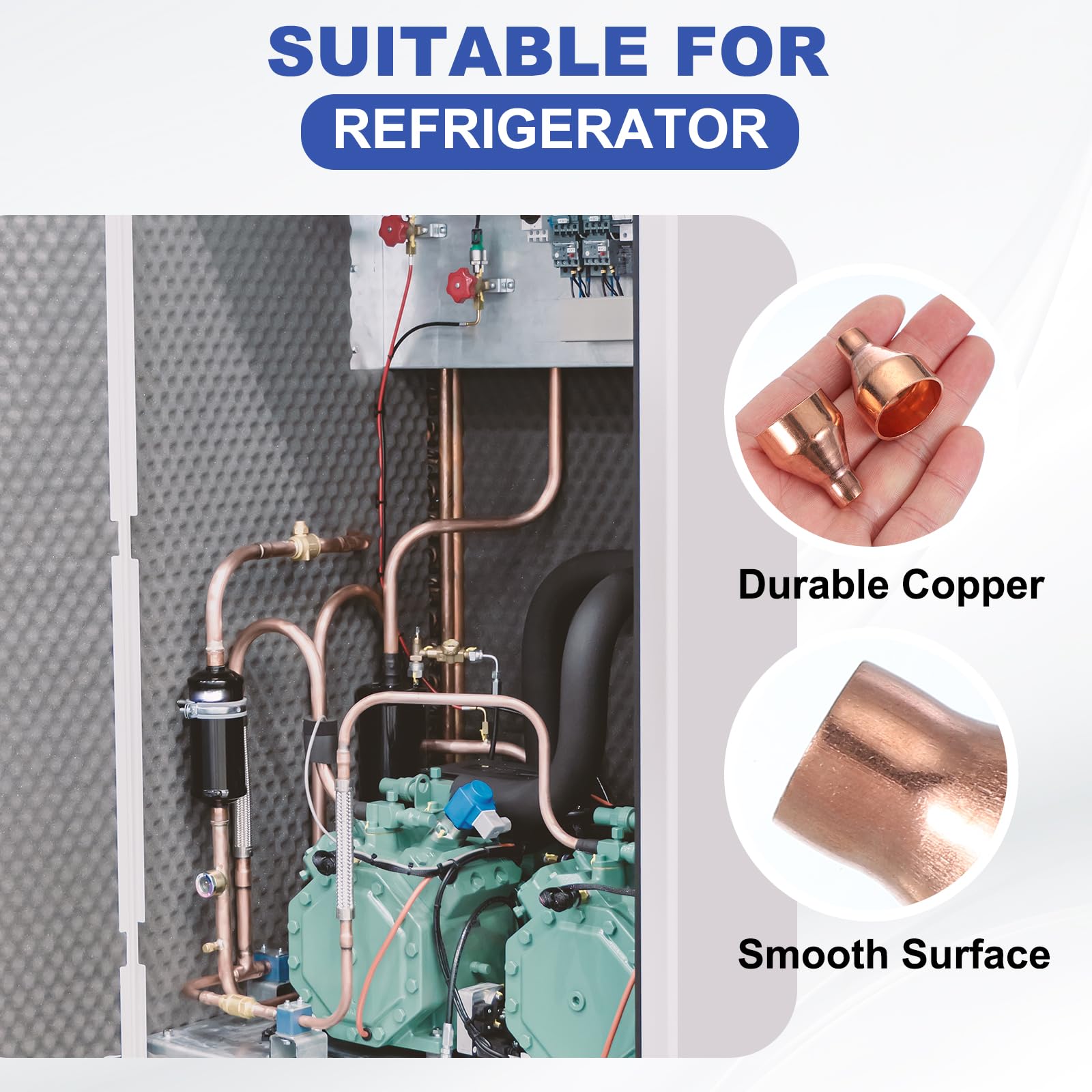 PATIKIL Reductor de cobre de 7/8 a 1/4 pulgadas de diámetro interior, 5 piezas de acoplamiento de cobre reductor de presión, adaptador de conector de tubo con conexión de soldadura de sudor para