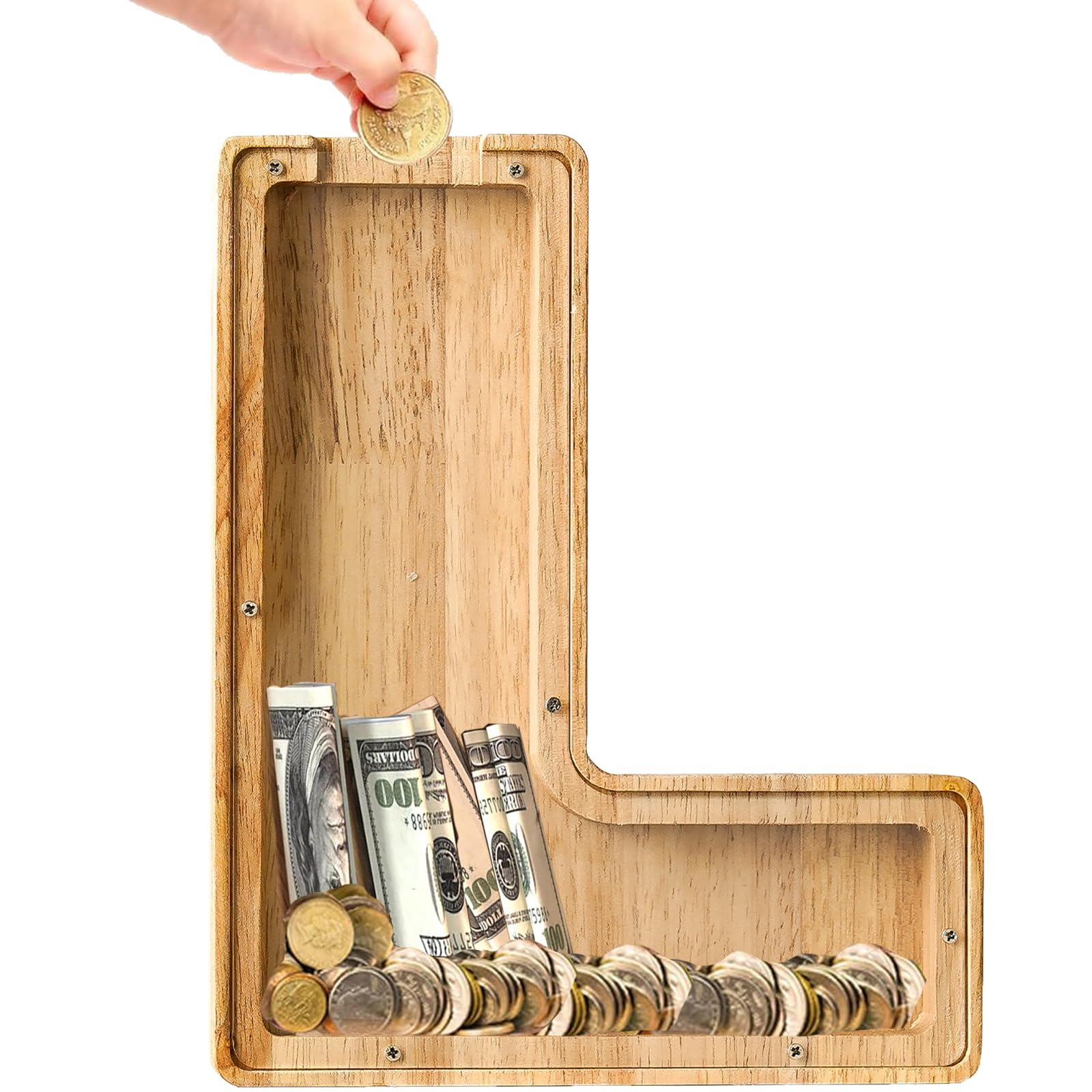 Bemaystar 9" Piggy-Bank for Kids: Letter Piggy Bank for Boys Girls Toddler, Kids Letters Coin Bank for Christmas Birthday Gifts (L)