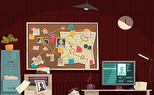 Miniatura 7 de SHRAPHY Telón de fondo de detective, 7 x 5 pies, caricatura, estación de policía, análisis, pizarra, fondo de fotografía para accesorios de estudio