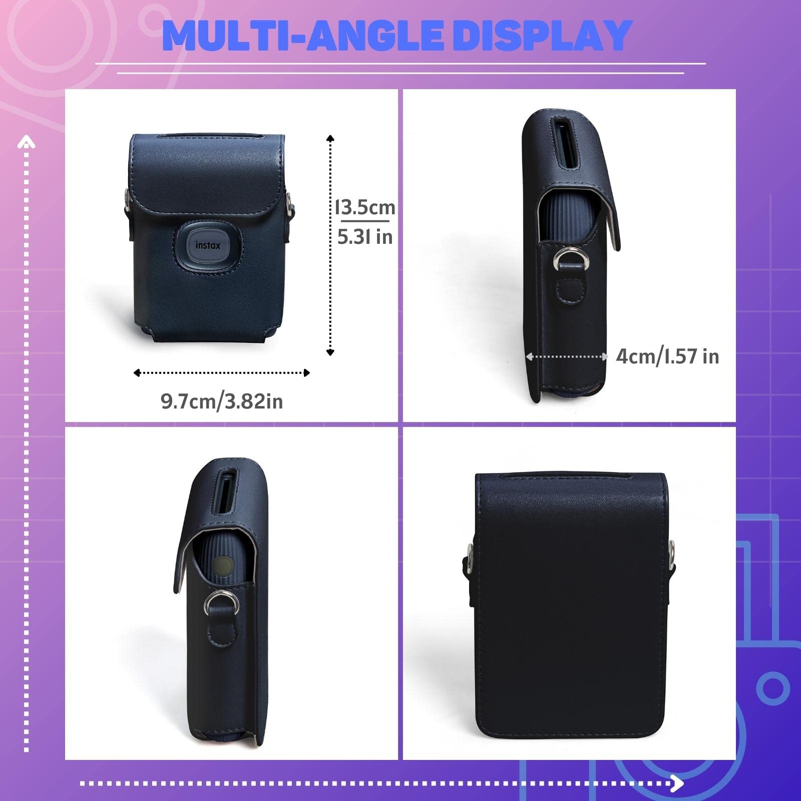 Rieibi Mini Link 3 hoes - beschermhoes voor Fujifilm Instax Mini Link 3 Smartphone Printer, Cover Voor Instax Mini Link3 hoes met Schouderriem, Voor Smartphone Printer PU hoes Rieibi Mini Link 3 hoes - beschermhoes voor Fujifilm Instax Mini Link 3 Smartphone Printer, Cover Voor Instax Mini Link3 hoes met Schouderriem, Voor Smartphone Printer PU hoes