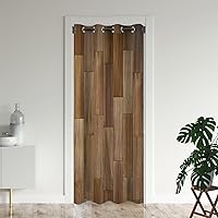 Vista 6 de Cortinas de puerta de panel de madera marrón para puertas, decoración de pared rústica de granja, cortina opaca para armario de dormitorio de niños