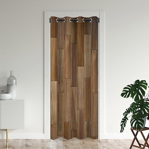 Cortinas de puerta con textura de madera vieja para puertas, decoración de pared de tablones de madera retro a la moda, cortina opaca para armario