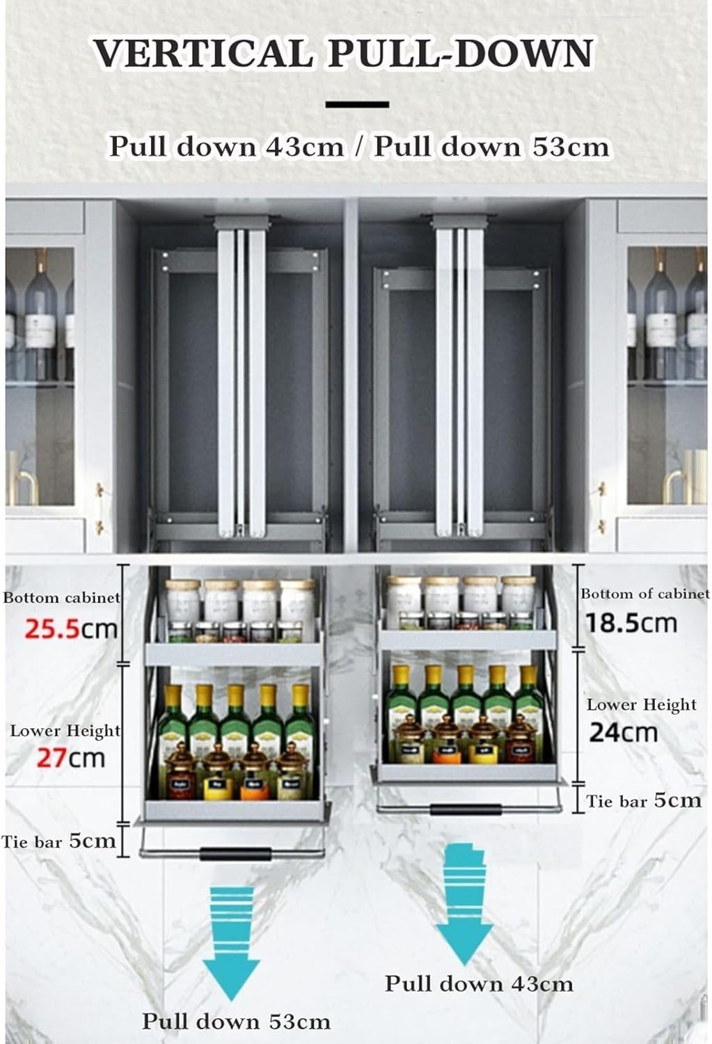 Heavy Du Étagère rabattable à 2 niveaux pour cabine haute, design pliable et réglable (54 x 28 x 52 cm)