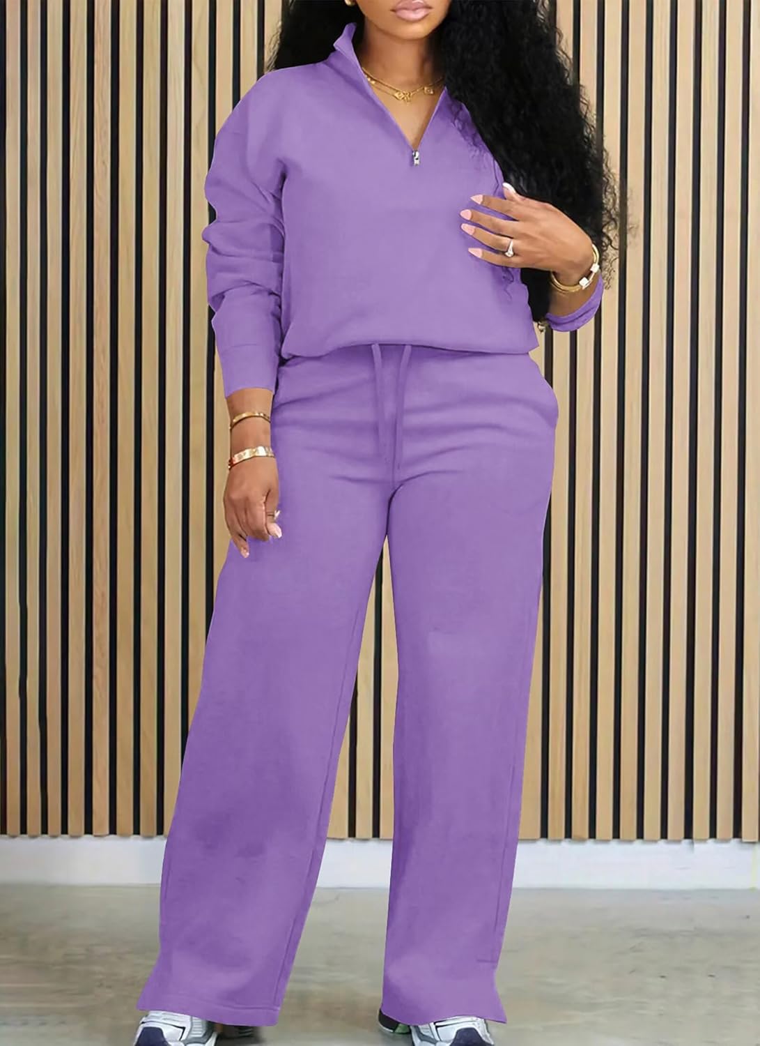 Adogirl Womens 2 Piece Outfits Lounge Sets Fall Half Zip Sweatshirt and Jogger Pants With Pockets Matching Set Tracksuit - Image 2