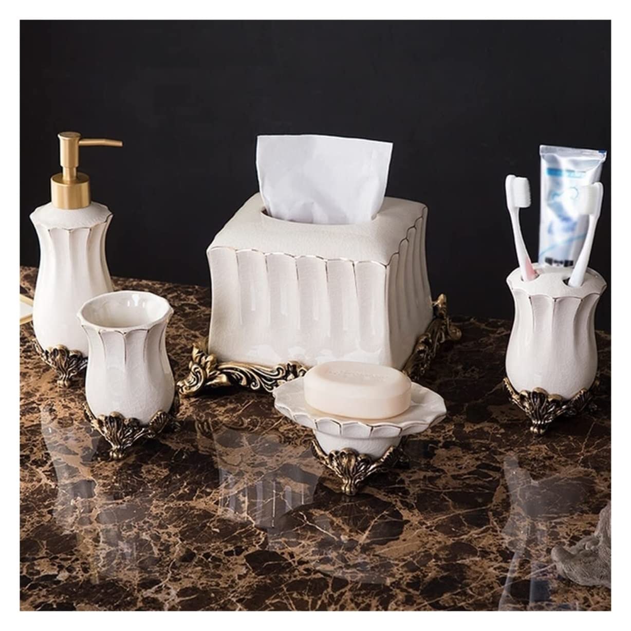 Accessori Bagno Set Bagno Bagno In Stile Europeo Completo A Cinque Pezzi Forniture Per Il Bagno Articoli Da Toeletta Set Da Bagno Ceramica Per La Casa Decorativa Set Accessori Bagno (Color : B)
