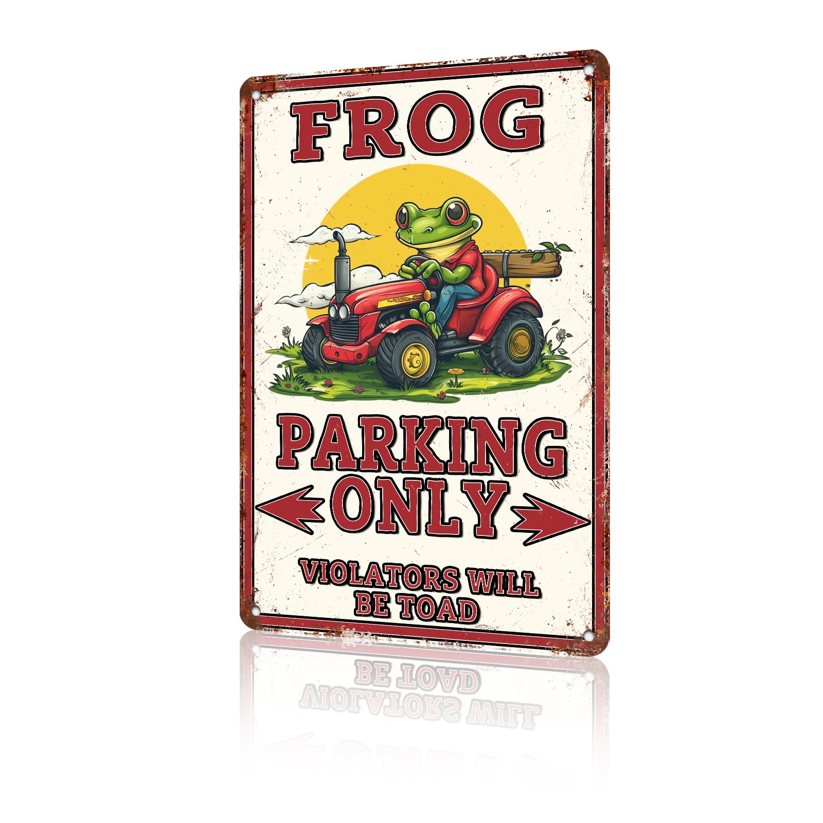 Anceky Retro Sign Frog Parking Only Violators Will Be Toad Metal Tin Sign Funny Wall Decor for Garage Yard Garden Home Bedroom Cafe 12×8 Inch