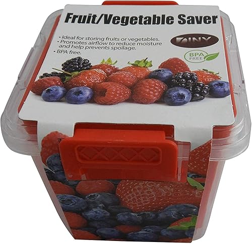 Vista 6 de Home & Style Recipiente de almacenamiento de productos con colador, enjuague, escurre y mantiene las frutas frescas, sin BPA, con tapa, ideal