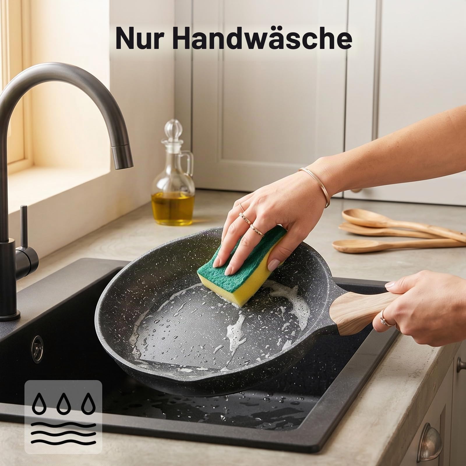 JEETEE Pfannenset 3 Teiliges, Bratpfanne set 20cm 24cm 28cm, Induktion Geeignet,Aus Geschmiedetem Aluminium mit Antihaftbeschichtung, für alle Herdarten,PFOA-frei(Grau)