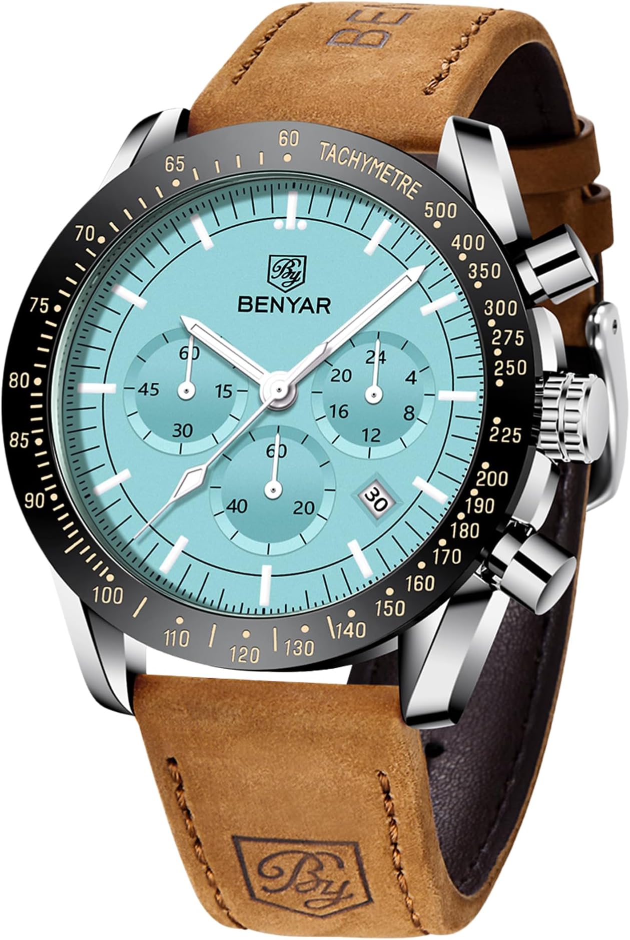 Watch for Men Analog Quartz Chronograph Waterproof Luminous Designer Big Face Mens Wrist Watches Business Work Sport Casual Dress Watch Elegant Gifts for Men