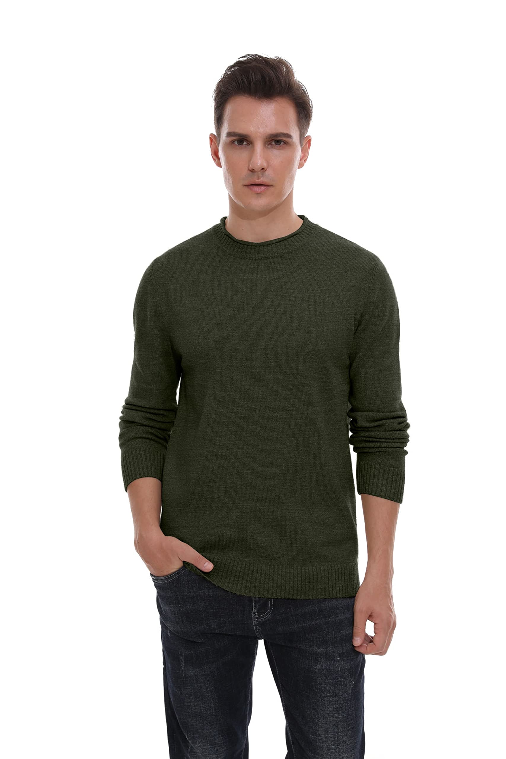 Hisir Jersey Hombre Invierno Cuello Redondo Sueter Hombre Manga Larga Invierno Cálido Jerseys de Punto para Hombres