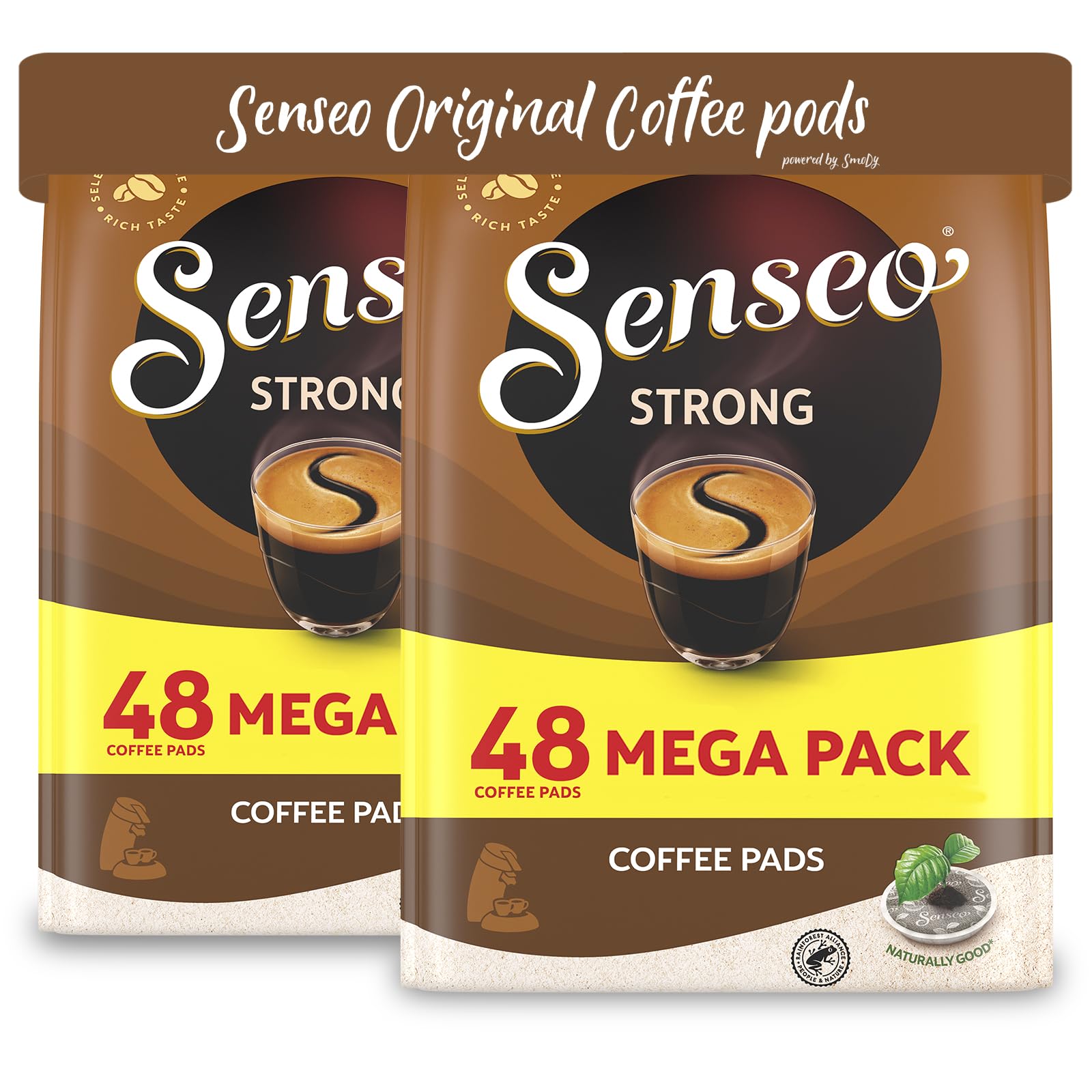 Strong Roast Coffee Pods – 48 Count (2 Packs) – Full-Bodied Dark Roast Flavor – Single-Serve Coffee Pads Compatible with Senseo Machines